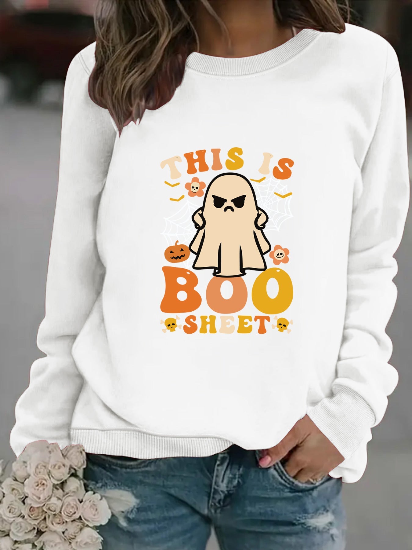 Damen Sweatshirt Herbstlich Geist-Print Lässig Norvielle