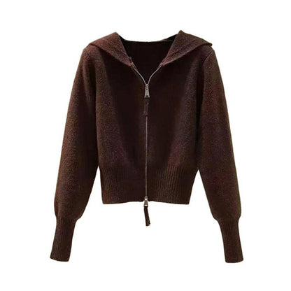 Damen Strickjacke Hochwertiger Stoff Modischer Reißverschluss