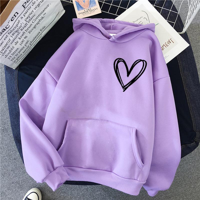 Damen Kapuzenpullover Herzmotiv Norvielle