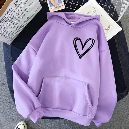 Damen Kapuzenpullover Herzmotiv Norvielle