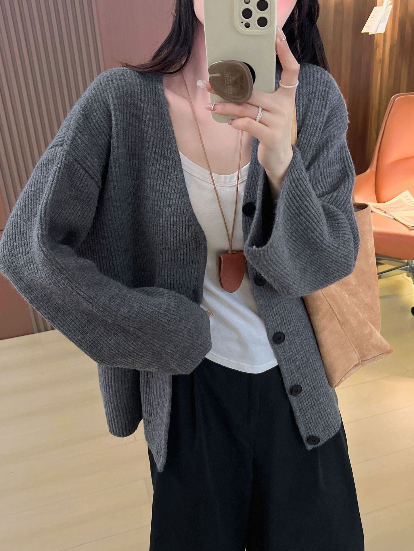 Damen Grobstrickjacke Langer Ärmel Lässiger Schnitt Norvielle