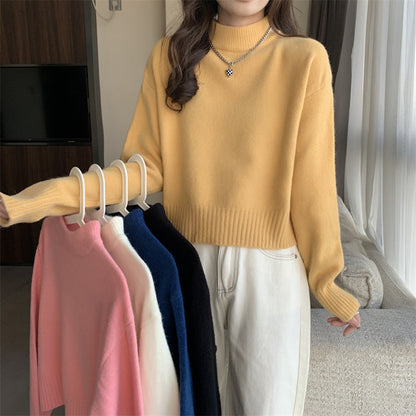 Damen Crop-Pullover Hochgeschlossener Kragen Norvielle