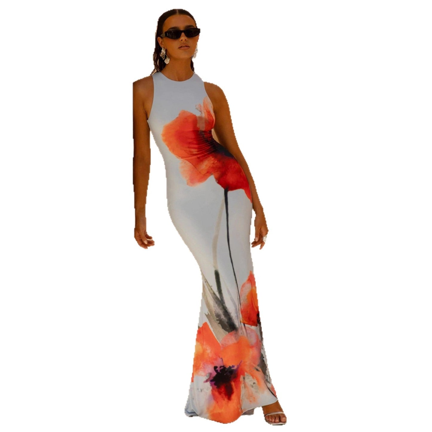 Damen Maxikleid Floraler Druck Figurbetont Norvielle
