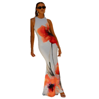 Damen Maxikleid Floraler Druck Figurbetont Norvielle