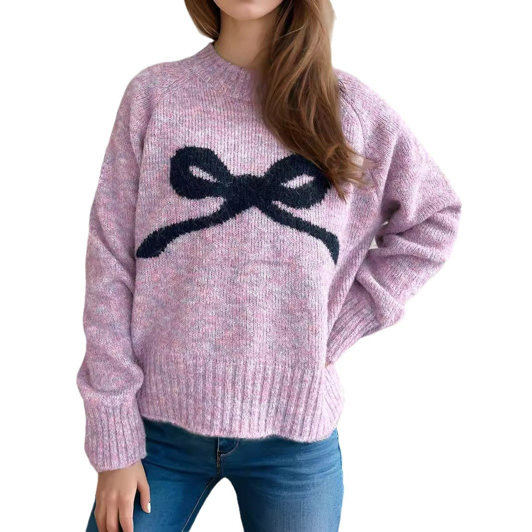 Damen Pullover Kuschelfleece Schleifenmuster Beige