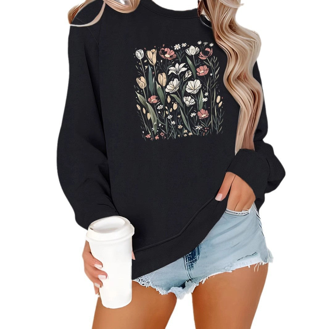 Damen Sweatshirt Floralmuster Lässiger Schnitt Norvielle