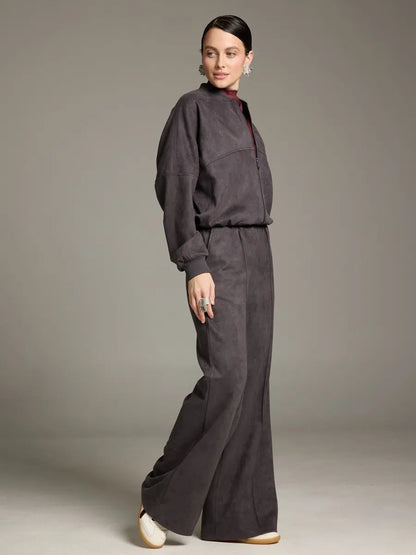 Damen Freizeit-Loungewear-Set mit Reißverschluss Weite Passform