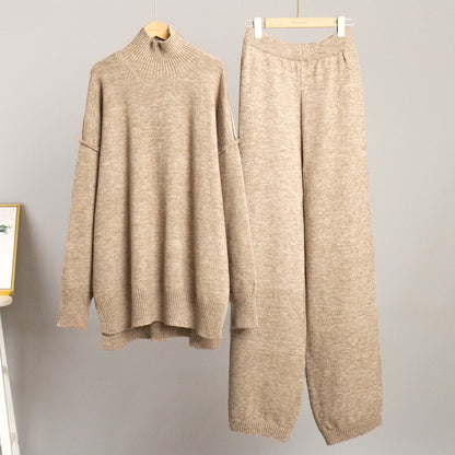Damen Strickensemble Weiter Schnitt Hoher Kragen Norvielle