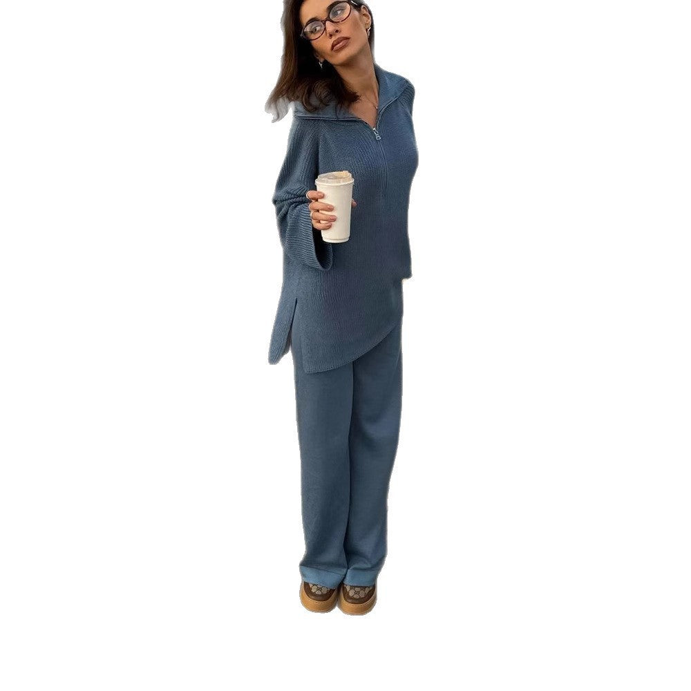 Damen Strickpullover Kapuze Reißverschluss Norvielle