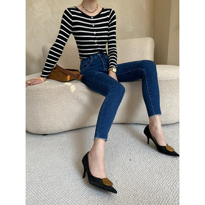 Damen Highwaist Jeans Figurbetont Norvielle - Norvielle