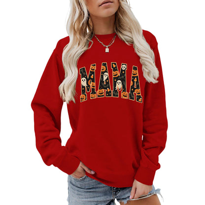 Damen Sweatshirt Halloween-Design Baumwolle Bequem Schwarz - Norvielle