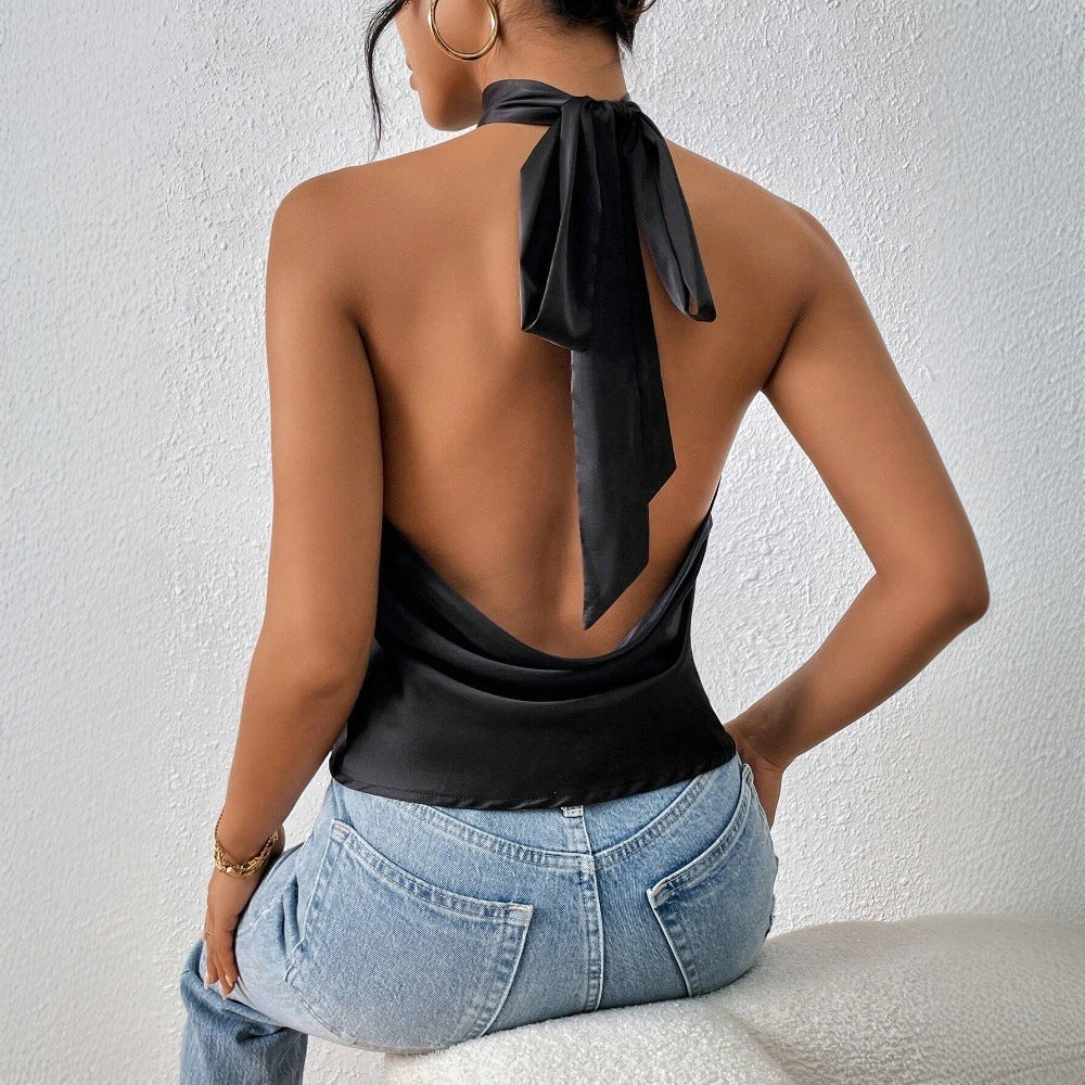 Damen Haltertop Seide Elegantes Design