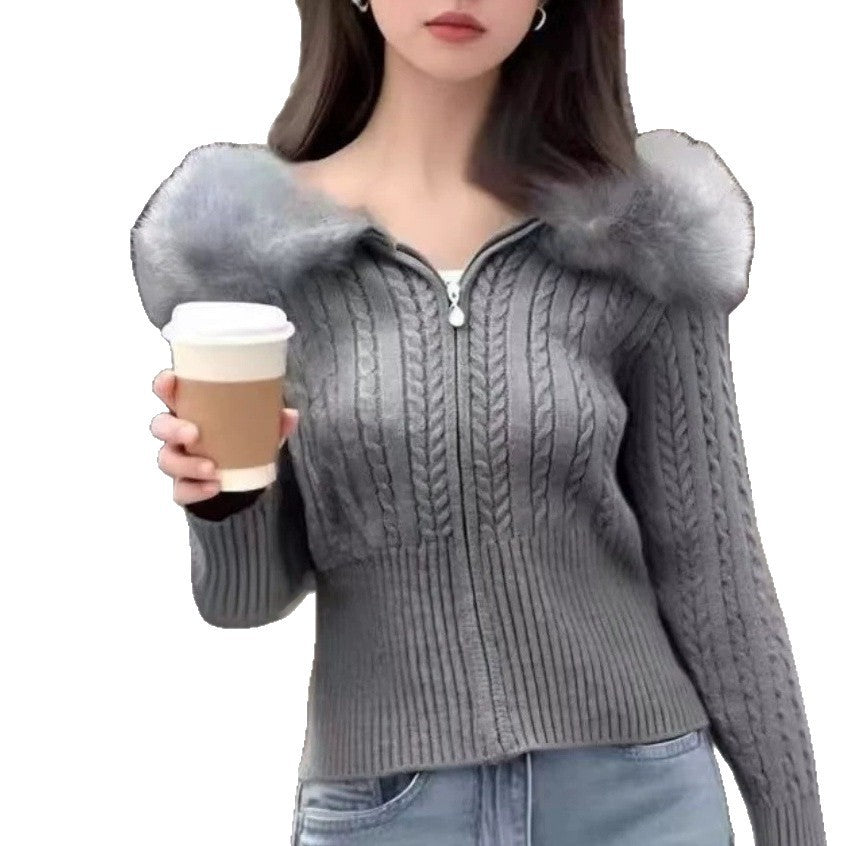 Damen Cardigan Strukturierter Zopf Look Hochwertiges Innenfutter