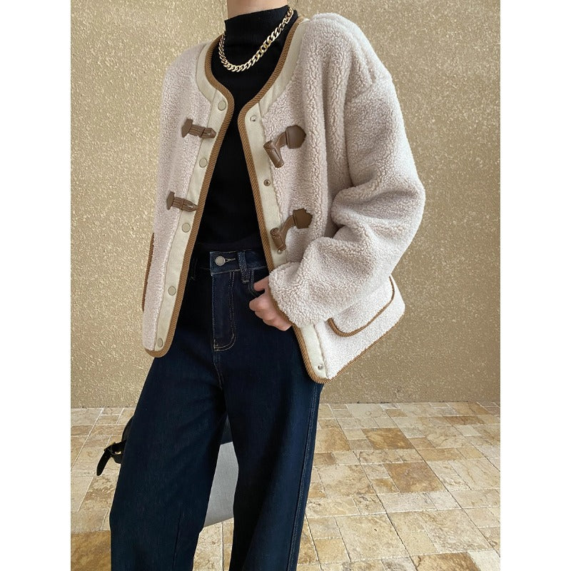 Damen Fleecejacke Kuschelig Dekorative Knöpfe Elegant Norvielle