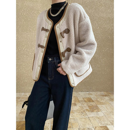 Damen Fleecejacke Kuschelig Dekorative Knöpfe Elegant Norvielle