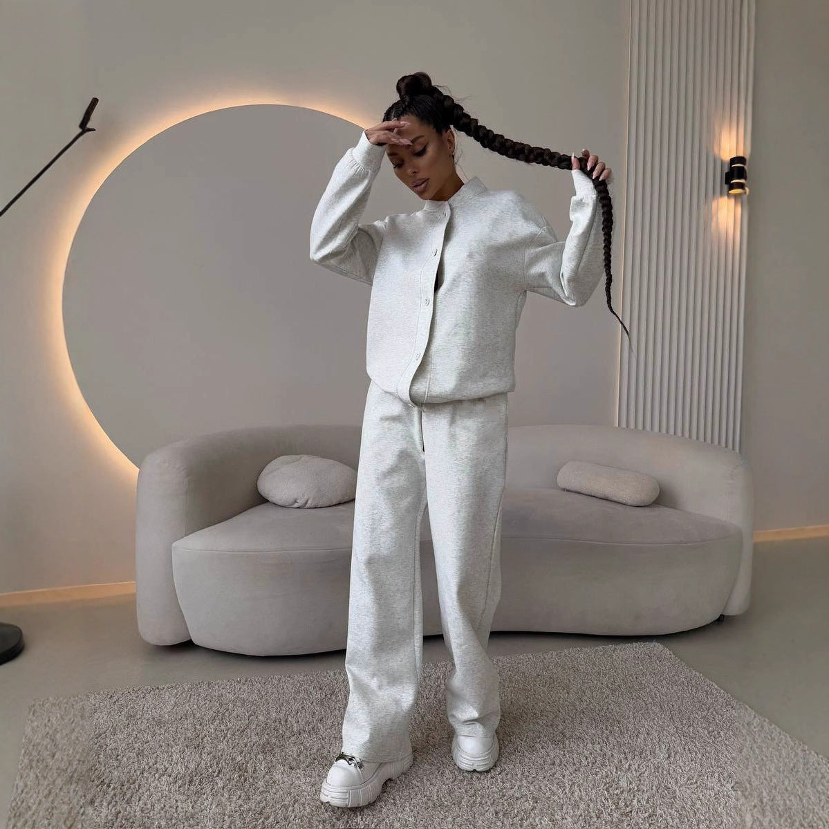 Damen Freizeitset Blusenjacke und weite Hose Norvielle