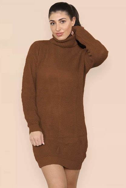 Damen Strickkleid Rollkragen Lässig Norvielle
