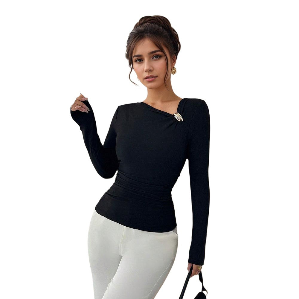 Damen Langarmtop Figurbetont mit Twist-Detail Norvielle