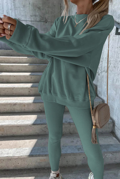 Damen Oversized Sweatshirt Set mit engen Leggings Norvielle