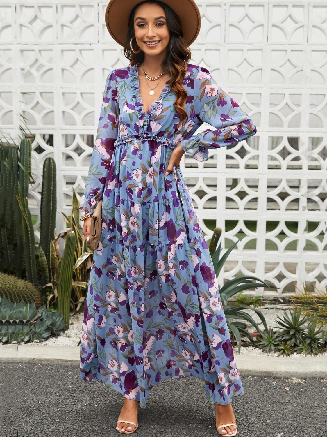 Damen Maxikleid Floralmuster Norvielle