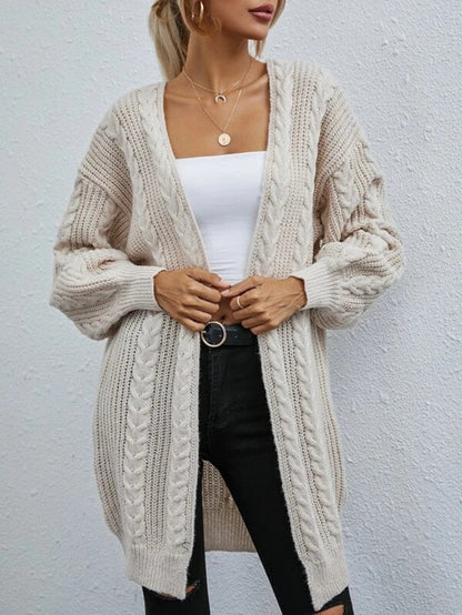 Damen Grobstrick-Cardigan Lässig Zopfmuster Norvielle