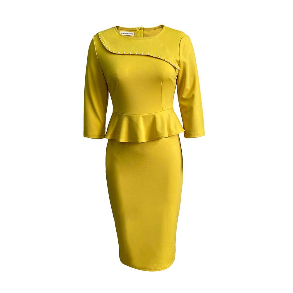 Damenkleid Figurbetont Peplumsaum Elegantes Design