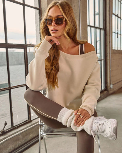 Damen Off-Shoulder Pullover Breite Ärmel Modisch Norvielle
