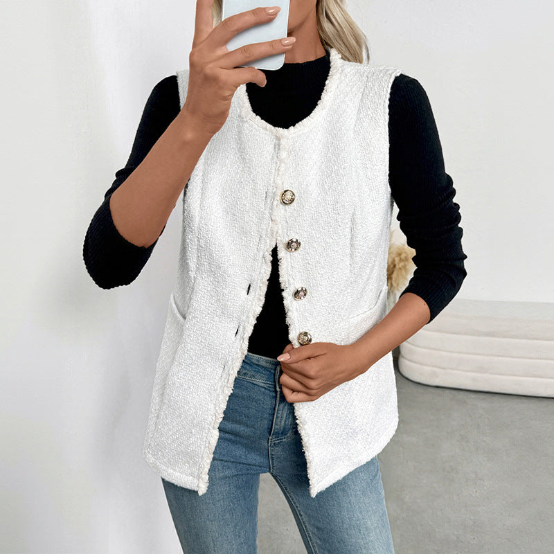 Damen Strickweste mit Knöpfen und Taschen Norvielle - Norvielle