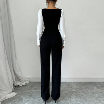 Damen Jumpsuit Puffärmel Tailliert Norvielle