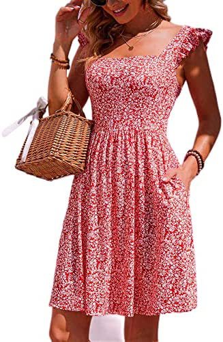 Damen Sommerkleid Rüschenärmel Schlitz dunkelblau