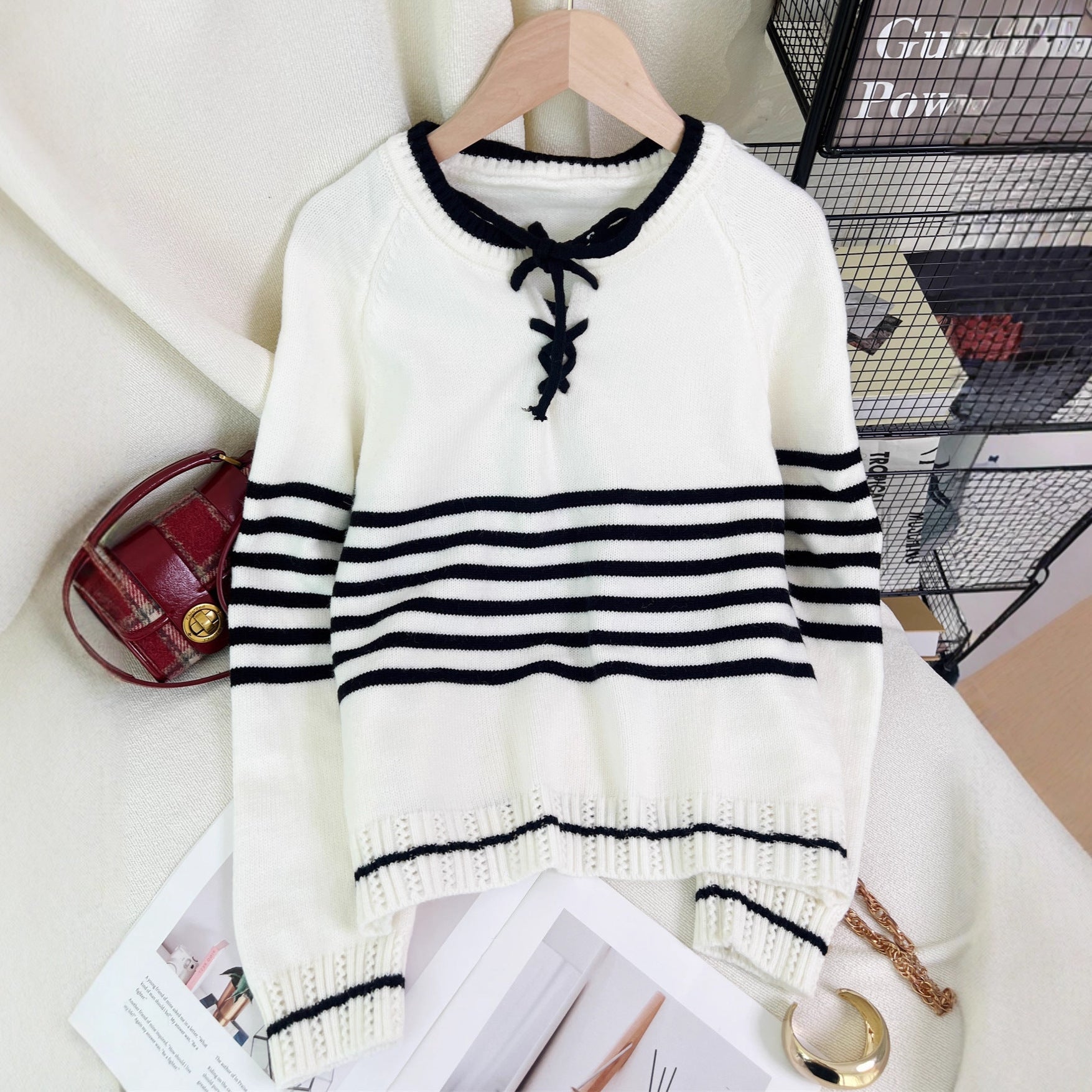 Damen Pullover mit Kordelzug und Streifenmuster Norvielle - Norvielle