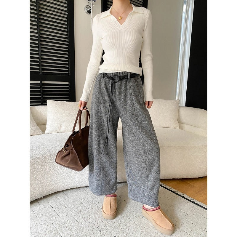 Damen Langarmshirt V-Ausschnitt Feinripp Norvielle