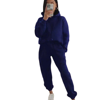 Damen Fleece-Joggingset mit Kapuze Elastisch Norvielle