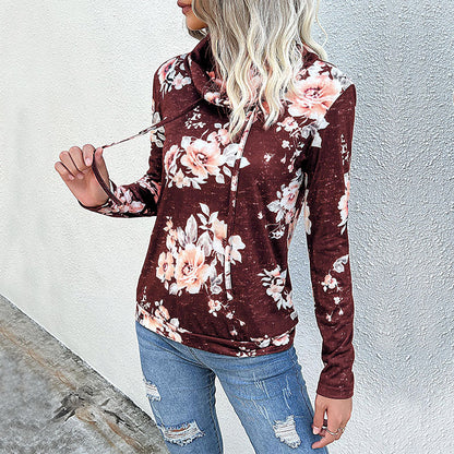 Damen Pullover Floralmuster Hochkragen Norvielle
