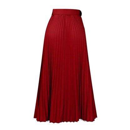 Damen Maxi-Rock Plissee mit Gürtel Norvielle