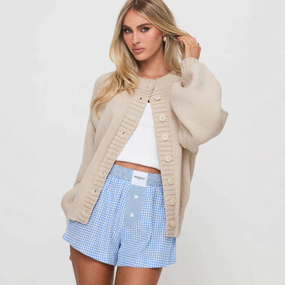 Damen Strickjacke Voluminöse Ärmel Dekorative Knöpfe Norvielle - Norvielle