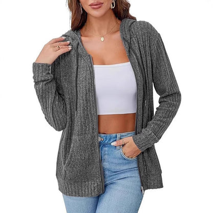 Damen Strickhoodie Reißverschluss Norvielle