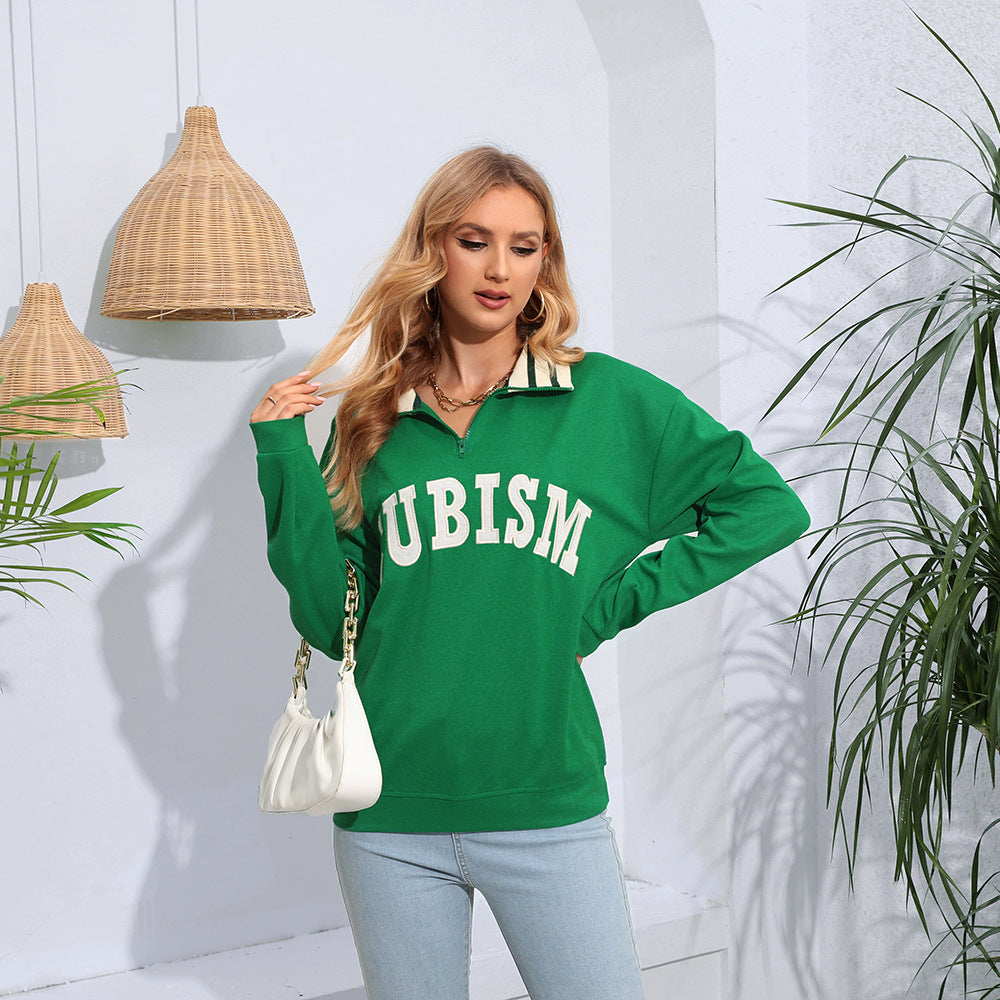 Damen Sportpullover Kontrastkragen Norvielle