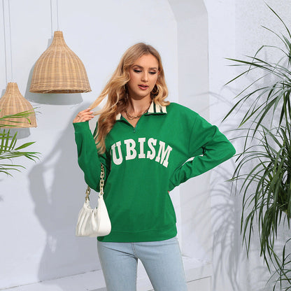 Damen Sportpullover Kontrastkragen Norvielle