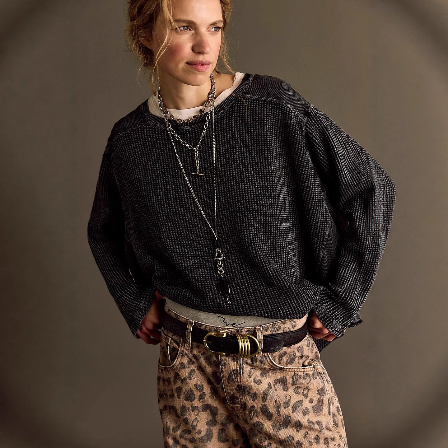 Damen Oversized Pullover Strukturiert Norvielle Beige