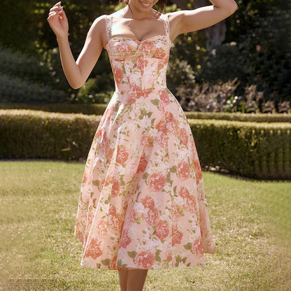 Damen Maxikleid Florales Design Raffiniertes Oberteil