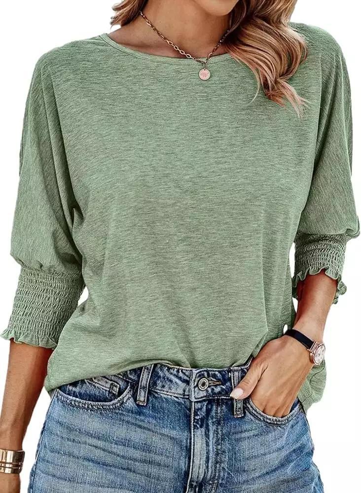 Damen Shirt mit Ballonärmeln Rüschendetails Norvielle