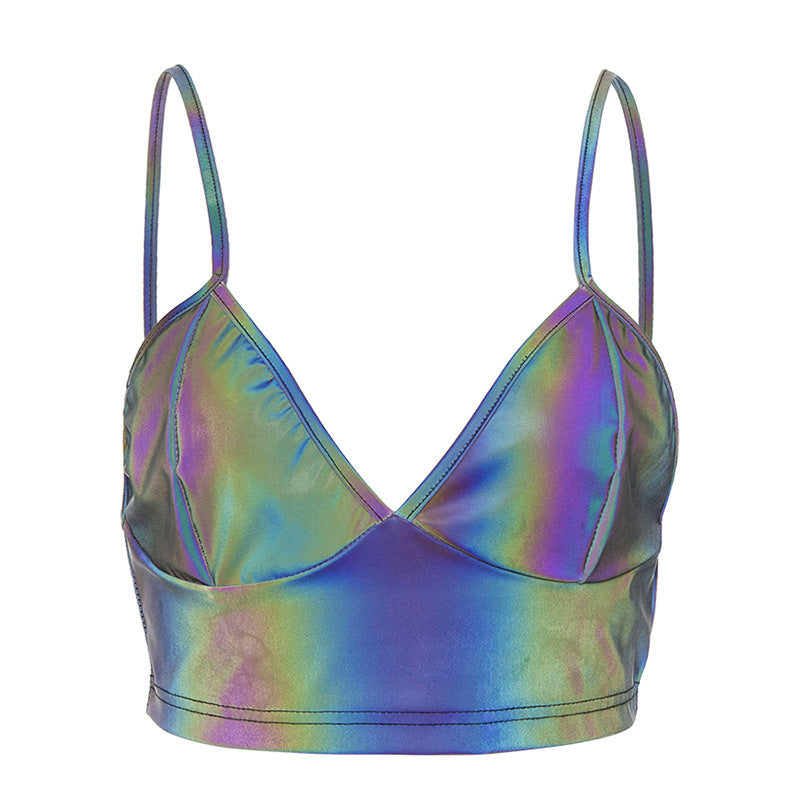 Damen Cropped Bralette Schimmer Effekt Heidi Mode