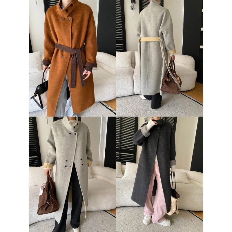Damen Wollmantel Hochkragen Praktische Taschen Norvielle