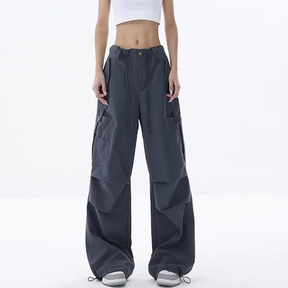 Damen Cargo-Hose Oversized Baumwolle Bequem Schwarz - Norvielle