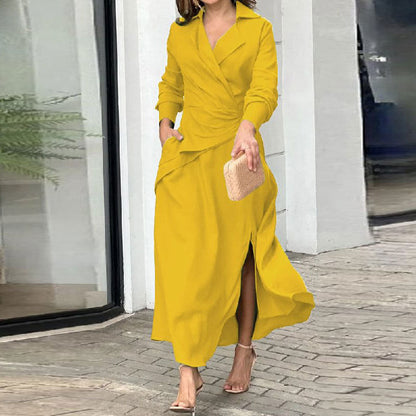 Damen Wickelkleid Tailliert Langer Ärmel Norvielle