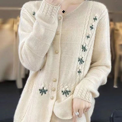 Damen Strickjacke Florale Stickereien Norvielle