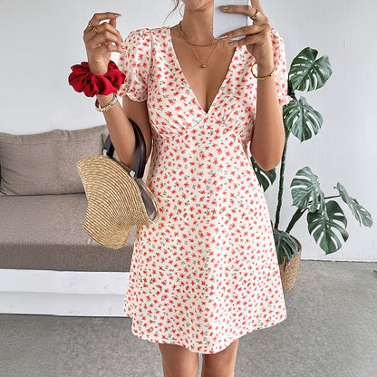 Damen Minikleid Floralmuster Sommerkleid Norvielle