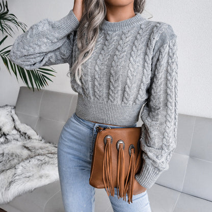 Damen Strickpullover Kuschelig Zopfmuster Tailliert Norvielle