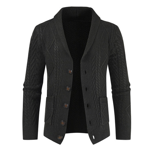 Herren Strickcardigan Modernes Zopfmuster Aufgesetzte Taschen Beige - Norvielle